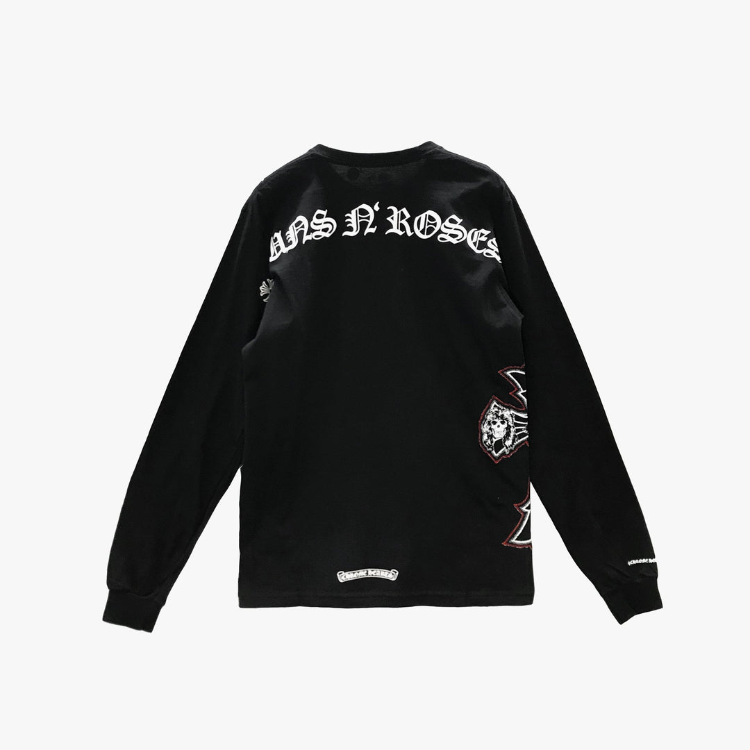 Chrome Hearts Gun N' Roses Black Cross Embroidery Logo Long Sleeve T-shirt - SHENGLI ROAD MARKET