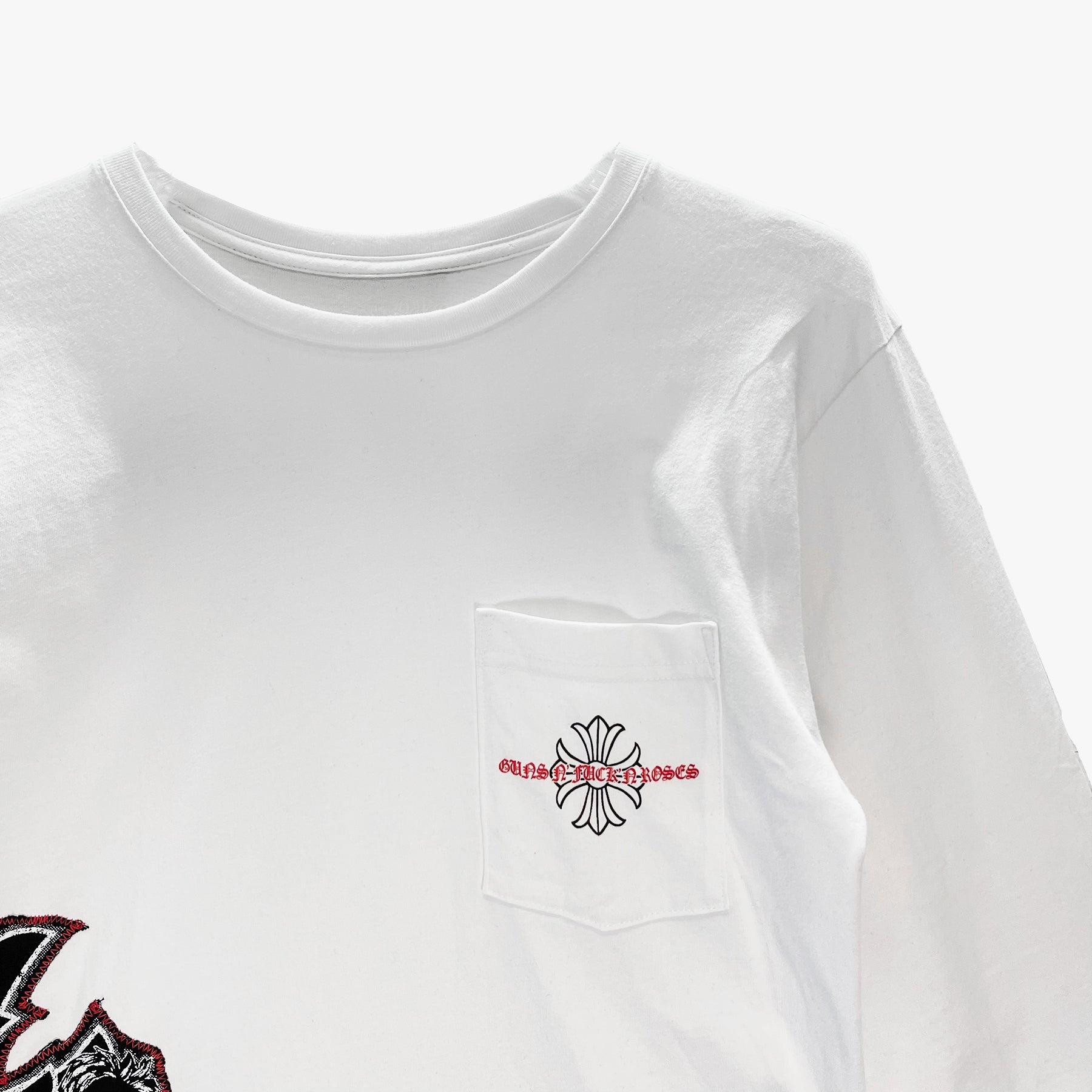 Chrome Hearts Gun N' Roses White Cross Embroidery Logo Long Sleeve T-shirt - SHENGLI ROAD MARKET