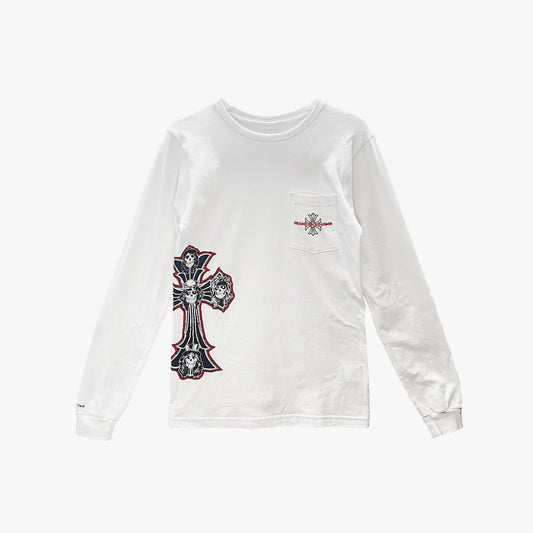 Chrome Hearts Gun N' Roses White Cross Embroidery Logo Long Sleeve T-shirt - SHENGLI ROAD MARKET