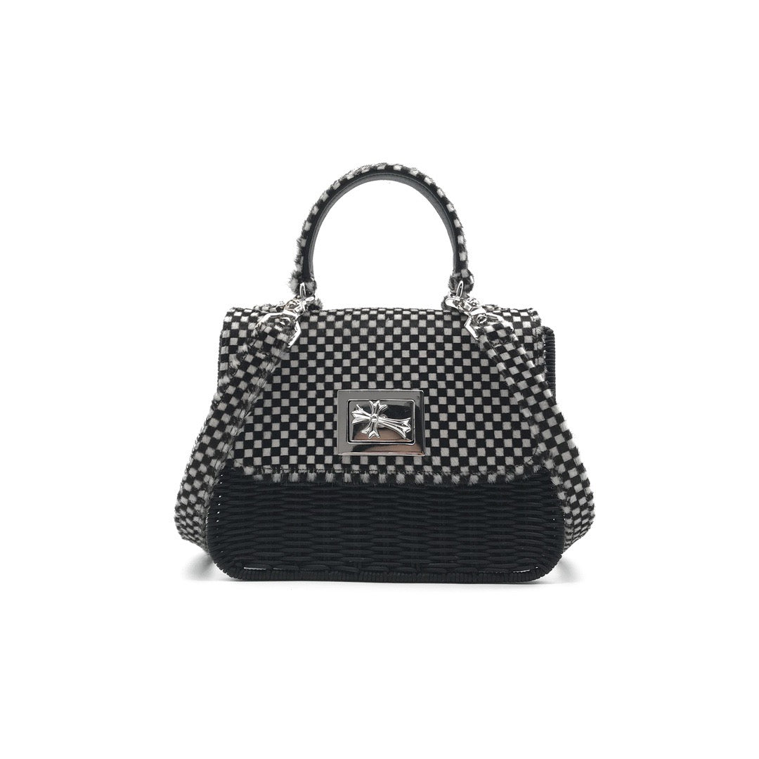 Chrome Hearts Horsehair Checkerboard Silver Cross Banboo Woven Bag - SHENGLI ROAD MARKET