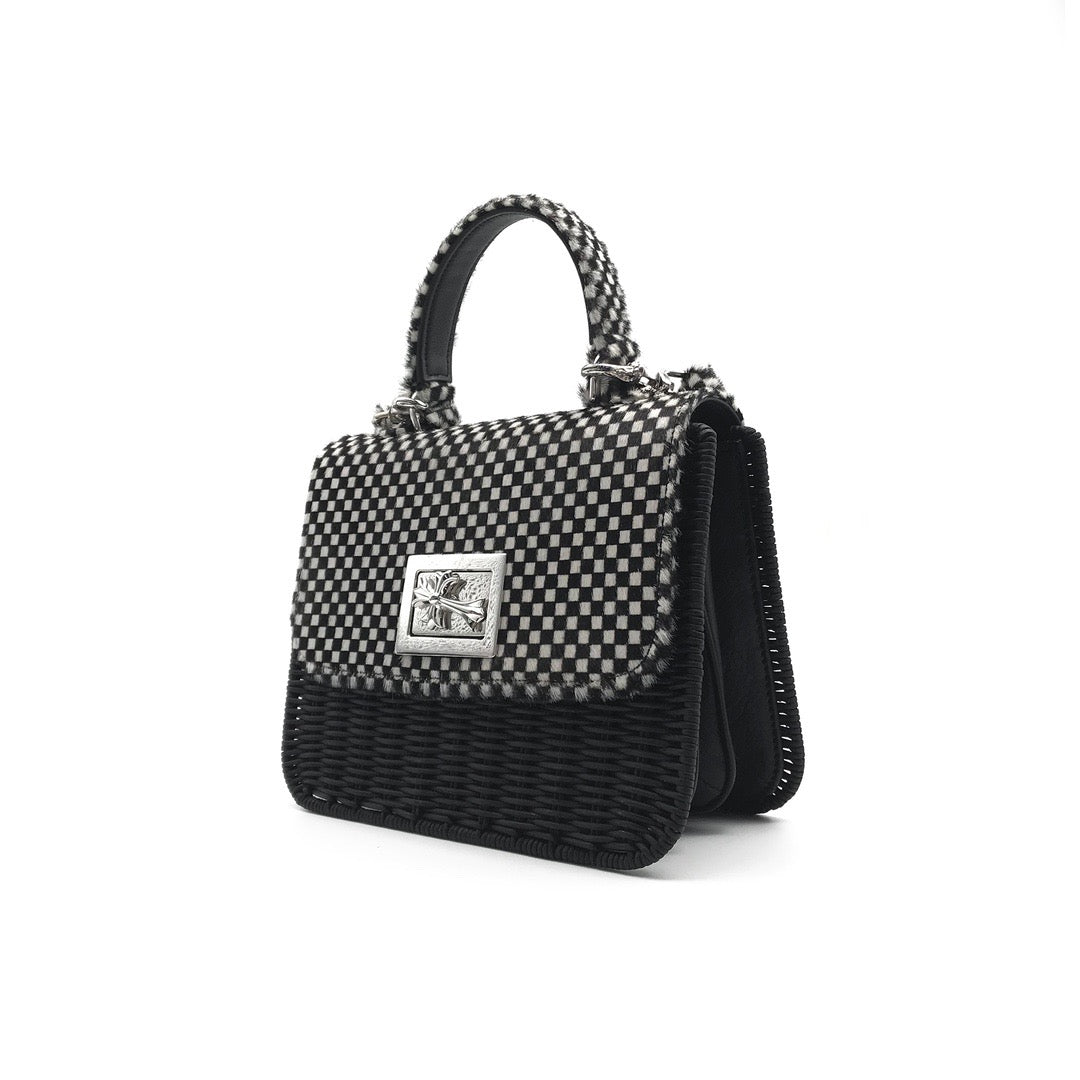 Chrome Hearts Horsehair Checkerboard Silver Cross Banboo Woven Bag - SHENGLI ROAD MARKET