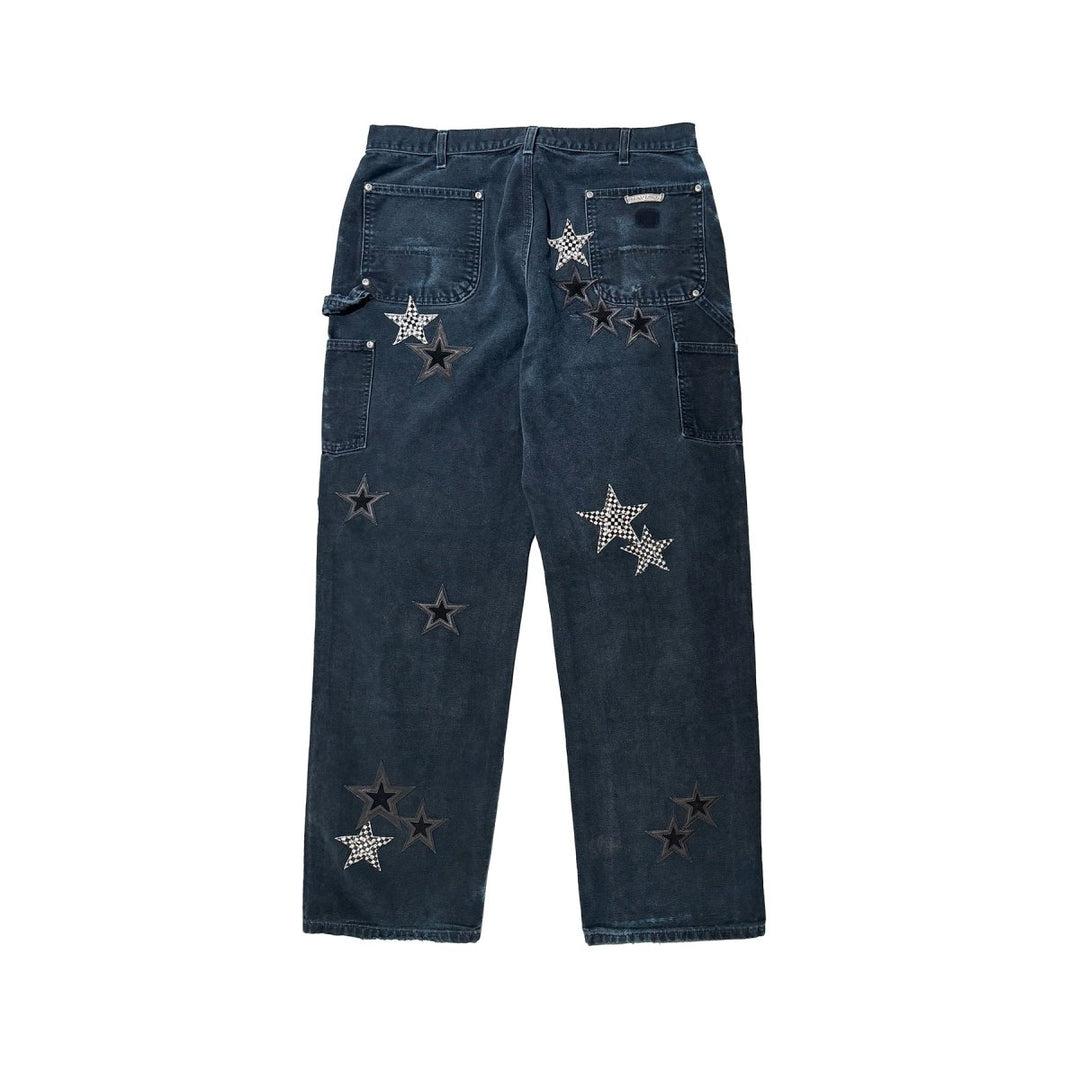 Chrome Hearts Las Vegas Exclusive Black & Checkered Star Leather Patch Carpenter Pants - SHENGLI ROAD MARKET