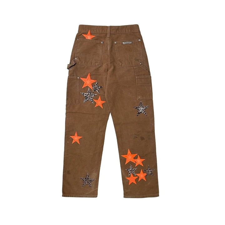 Chrome Hearts Las Vegas Exclusive Orange & Leopard Star Leather Patch Carpenter Pants - SHENGLI ROAD MARKET