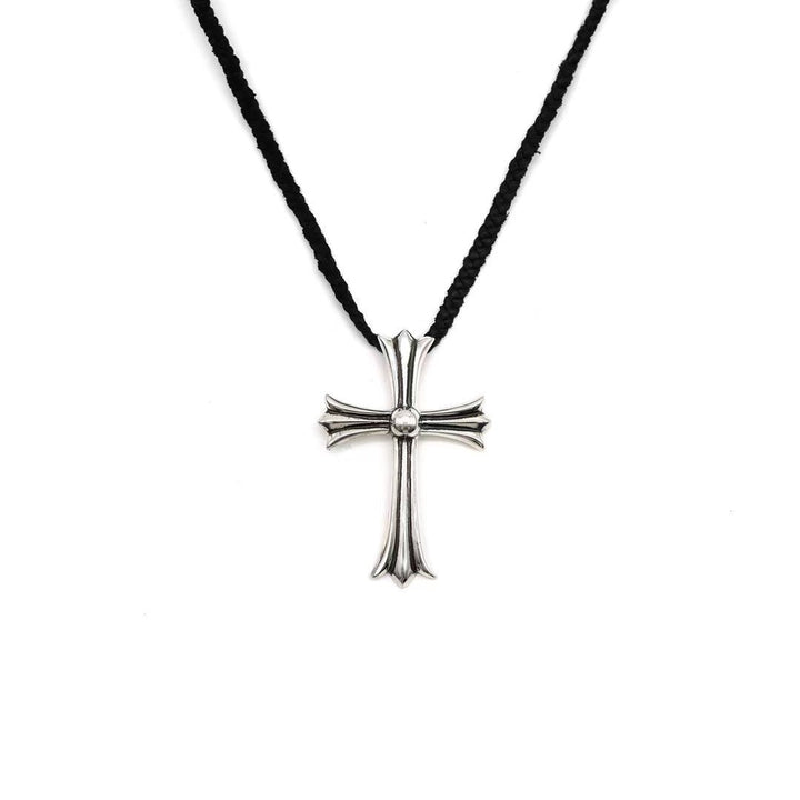 Chrome Hearts Leather Braids 925 Silver Cross Necklace - SHENGLI ROAD MARKET