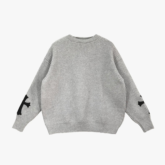 Chrome Hearts Leather Cross Patch Cashmere Sweater - SHENGLI ROAD MARKET