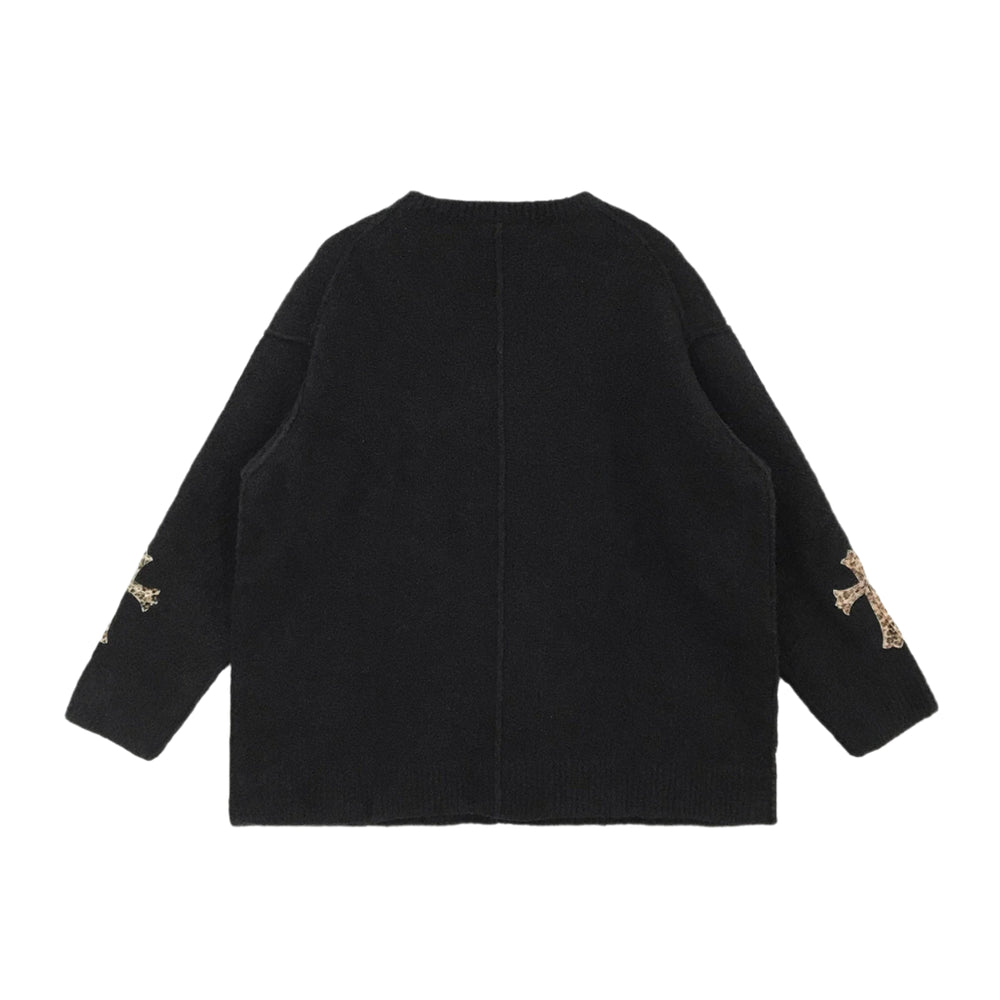 Chrome Hearts Leopard Pattern Cross Patch Cashmere Sweater - SHENGLI ROAD MARKET