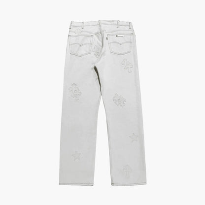 Chrome Hearts Levi's 501 St. Barth Exclusive Cross Patch White Jeans - SHENGLI ROAD MARKET