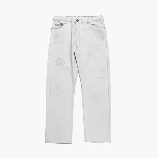 Chrome Hearts Levi's 501 St. Barth Exclusive Cross Patch White Jeans - SHENGLI ROAD MARKET