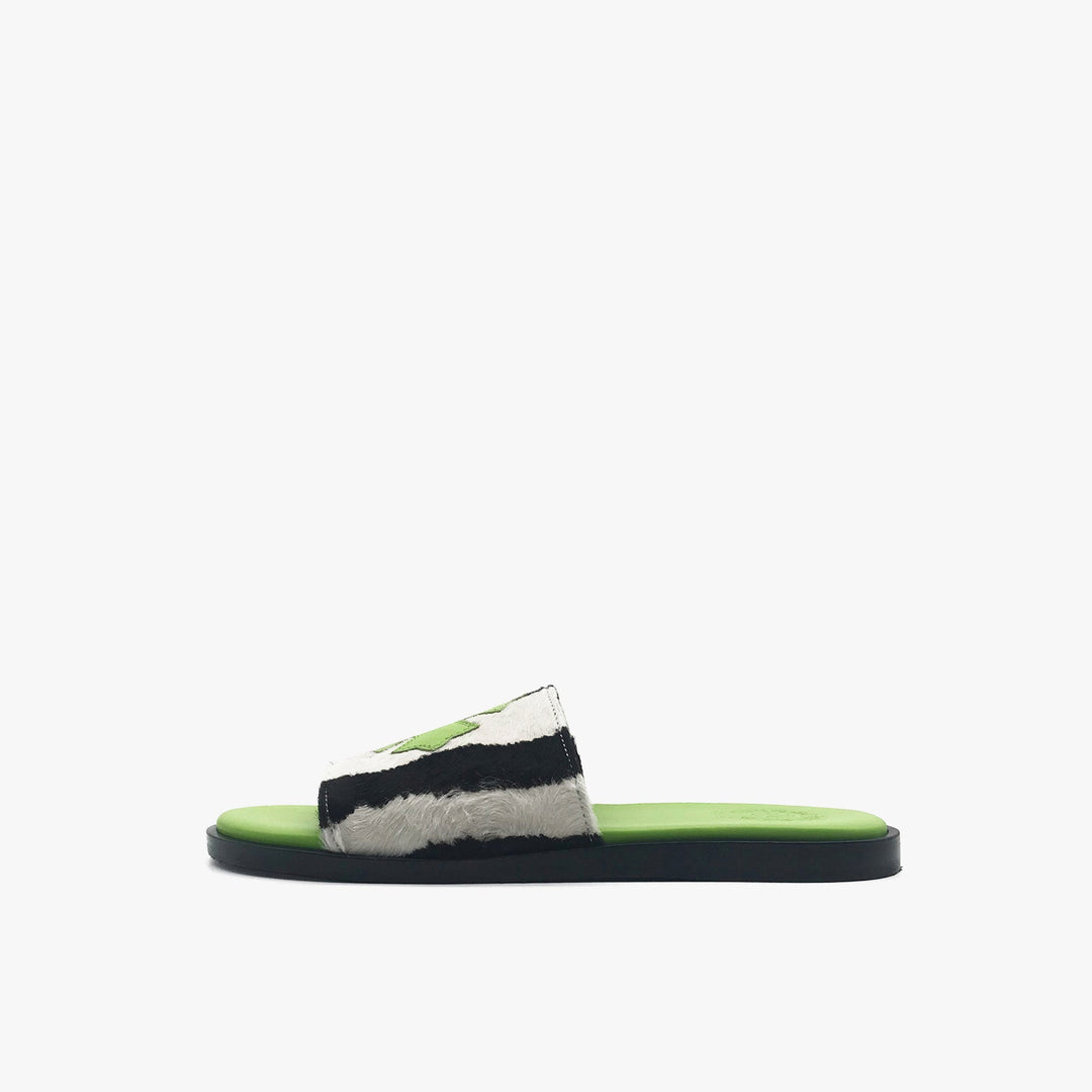 Chrome Hearts Limited Zebra Pattern Green Leather Cross Slipper - SHENGLI ROAD MARKET