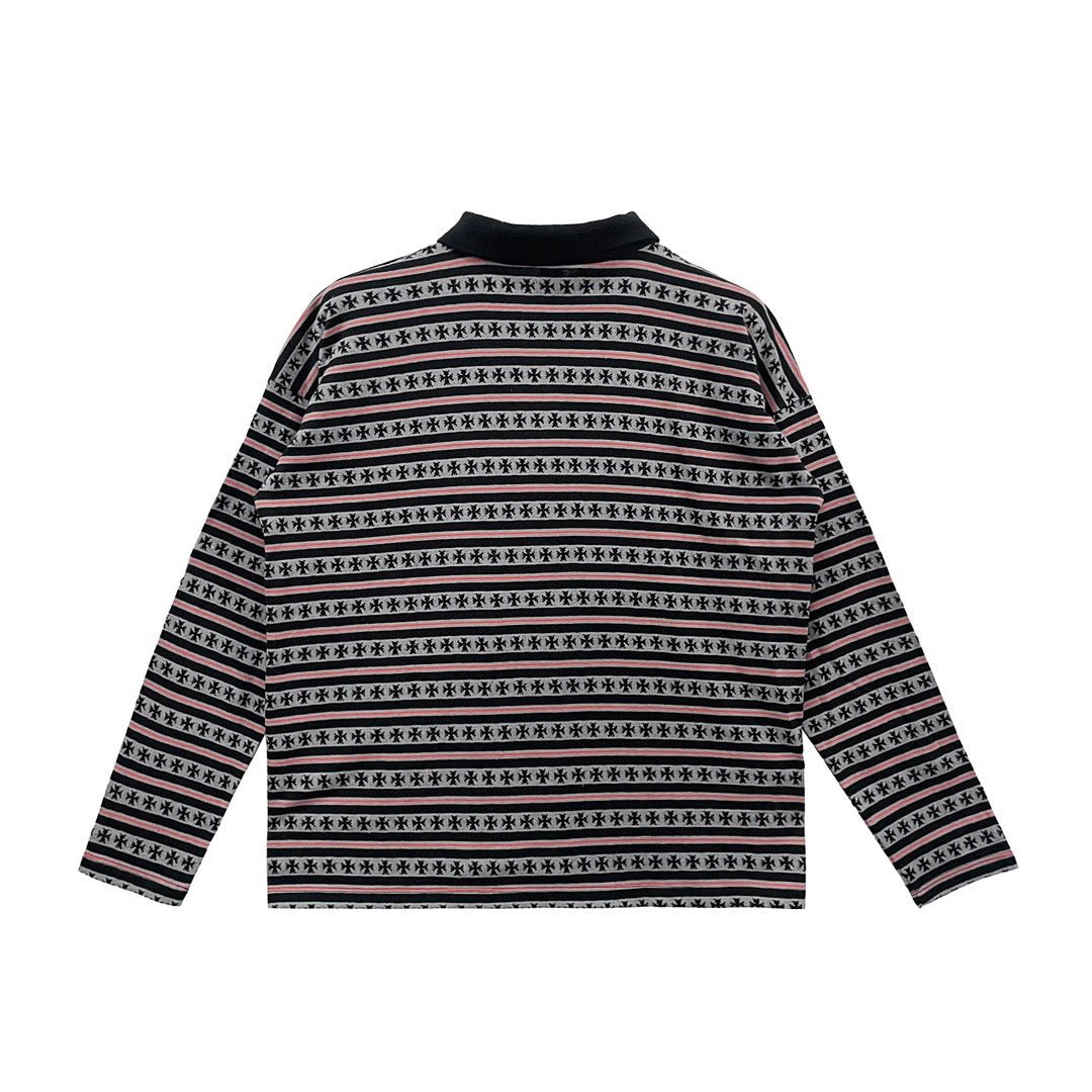 Chrome Hearts Matty Boy Limited Stripe Long Sleeve Polo - SHENGLI ROAD MARKET