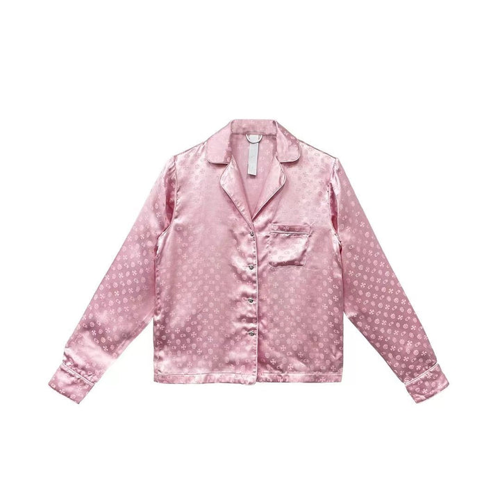 Chrome Hearts Monogram Cross Pattern PInk Silk Shirt Nightgown - SHENGLI ROAD MARKET