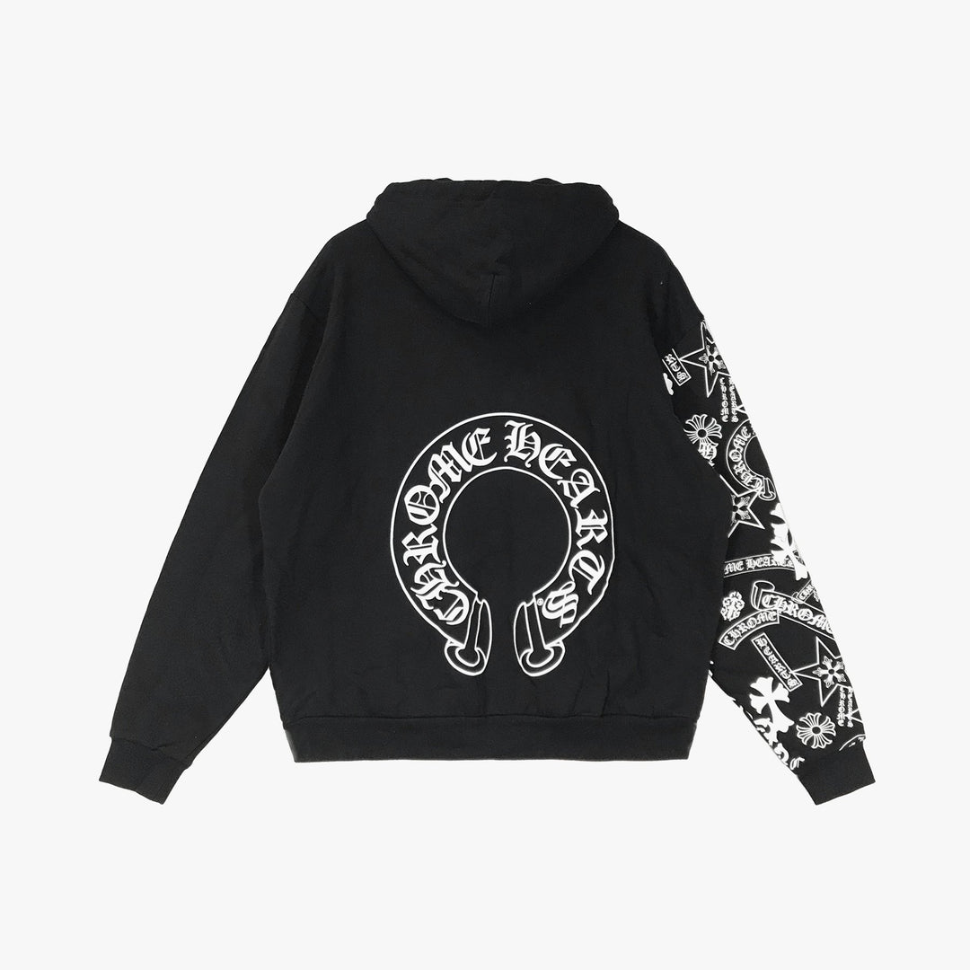 Chrome Hearts Multi Logo On Sleeve Horseshoe Logo Hoodie - SHENGLI ROAD MARKET