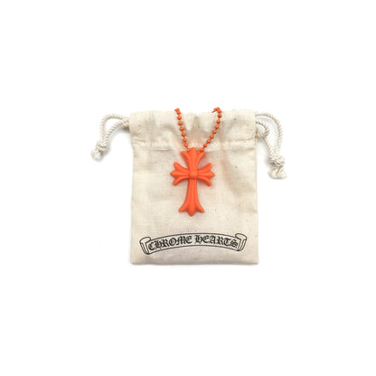Chrome Hearts Orange Resin Cross Pendant Ball Chain Necklace - SHENGLI ROAD MARKET