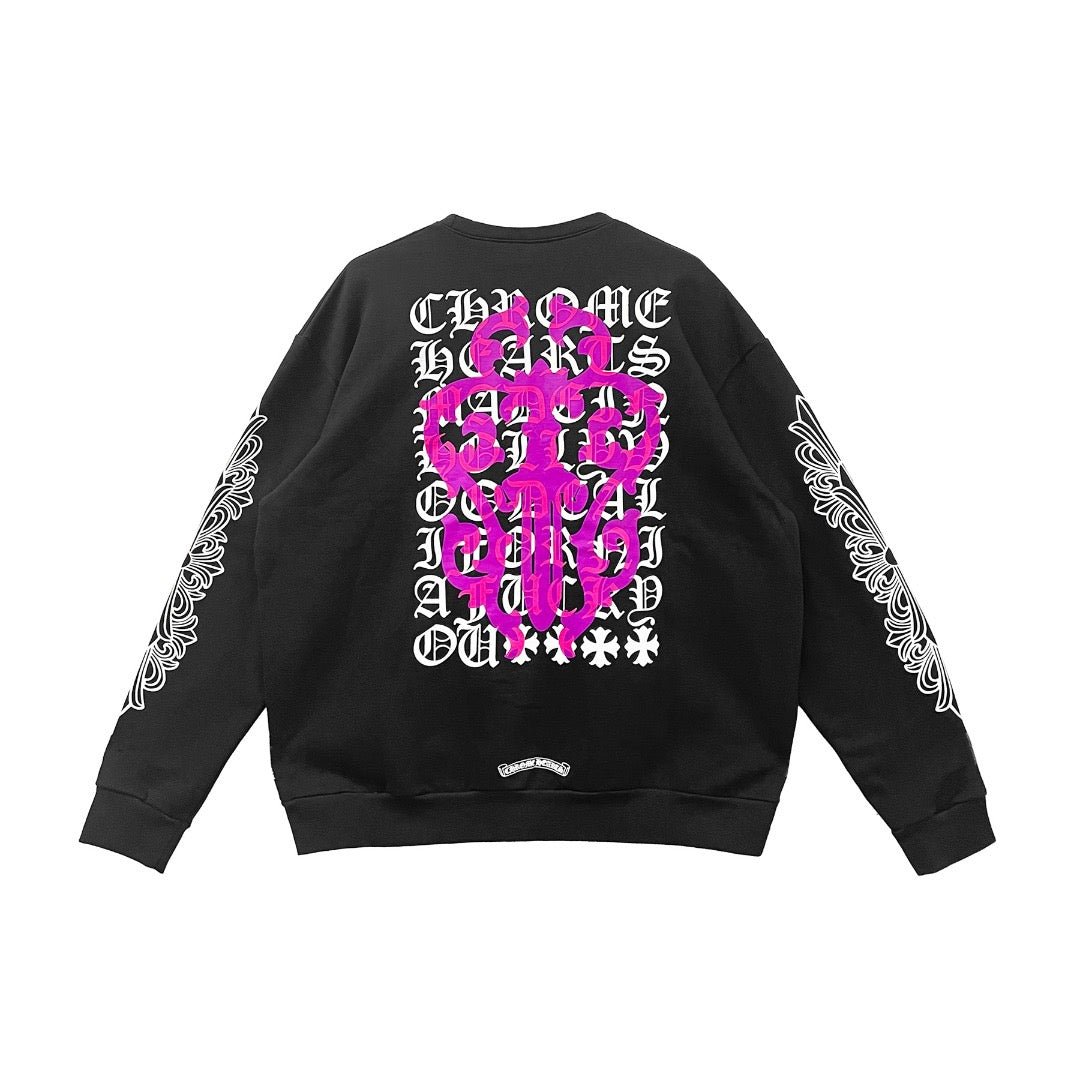 Chrome Hearts Pink Dagger Script Logo Sweatshirt - SHENGLI ROAD MARKET