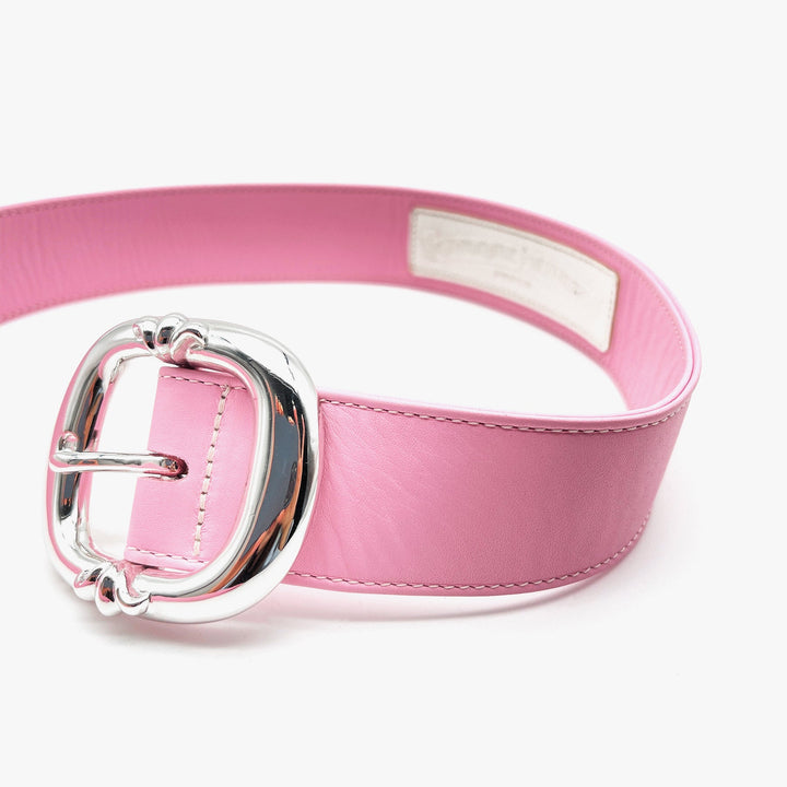 Chrome Hearts Pink Leather Belt with Silver Buckle - SHENGLI ROAD MARKET