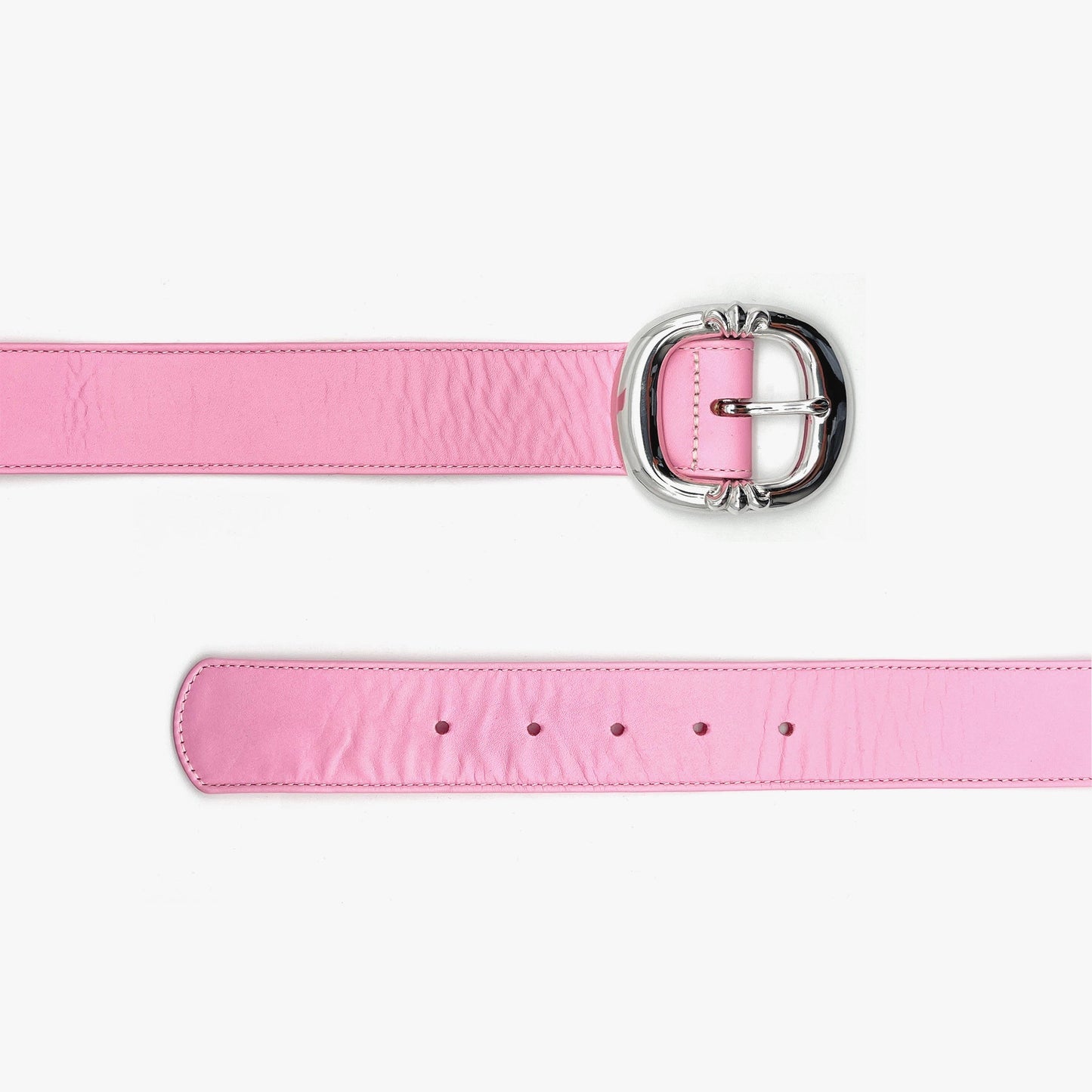 Chrome Hearts Pink Leather Belt with Silver Buckle - SHENGLI ROAD MARKET