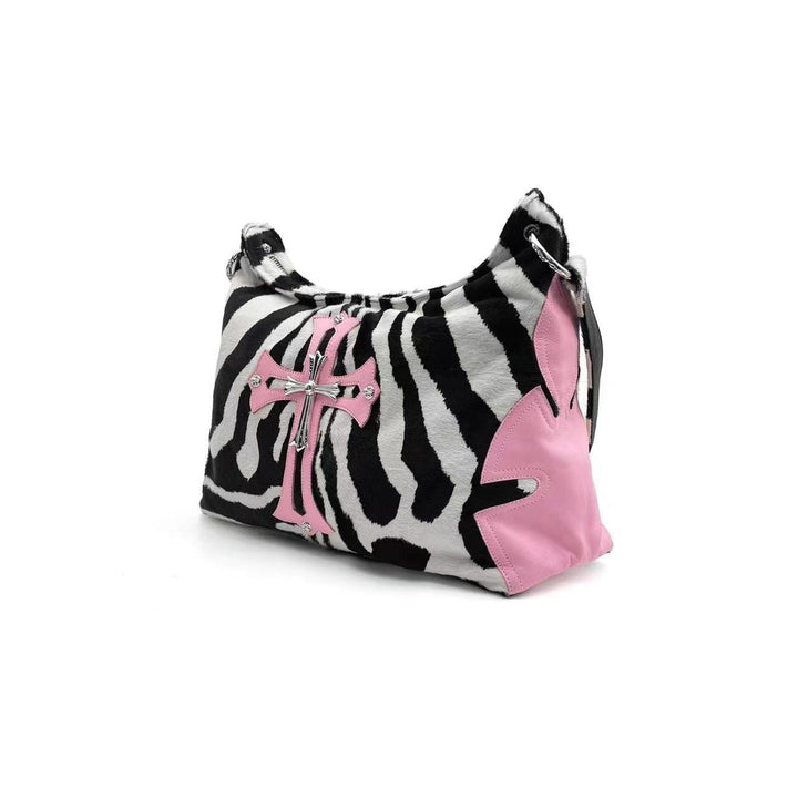 Chrome Hearts Pink Zebra Stripe Silver Cross Lyon Bag - SHENGLI ROAD MARKET