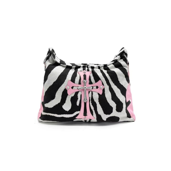 Chrome Hearts Pink Zebra Stripe Silver Cross Lyon Bag - SHENGLI ROAD MARKET