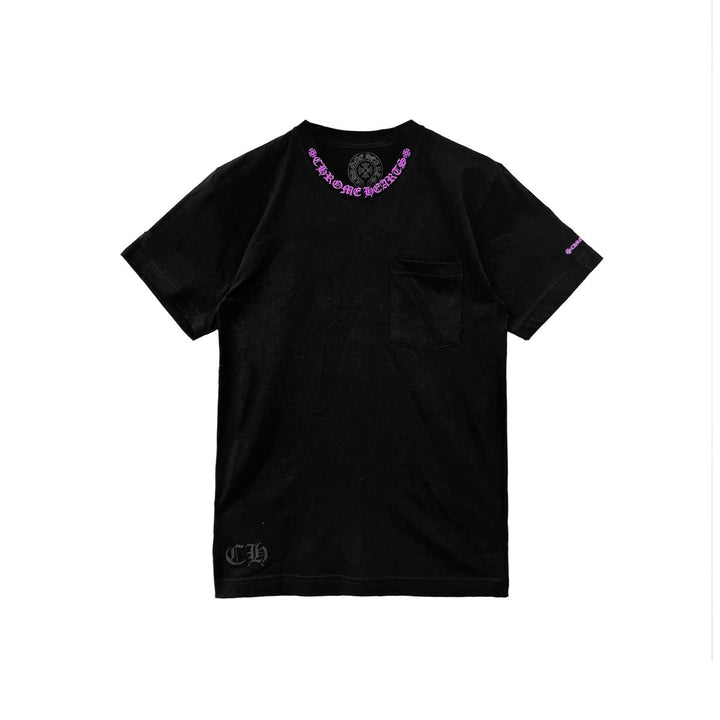 Chrome Hearts Purple Neck Script Logo Short Sleeve Tee - SHENGLI ROAD MARKET