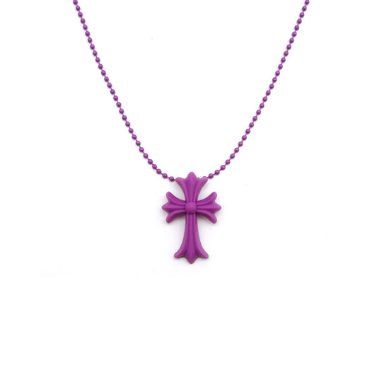 Chrome Hearts Purple Resin Cross Pendant Ball Chain Necklace - SHENGLI ROAD MARKET