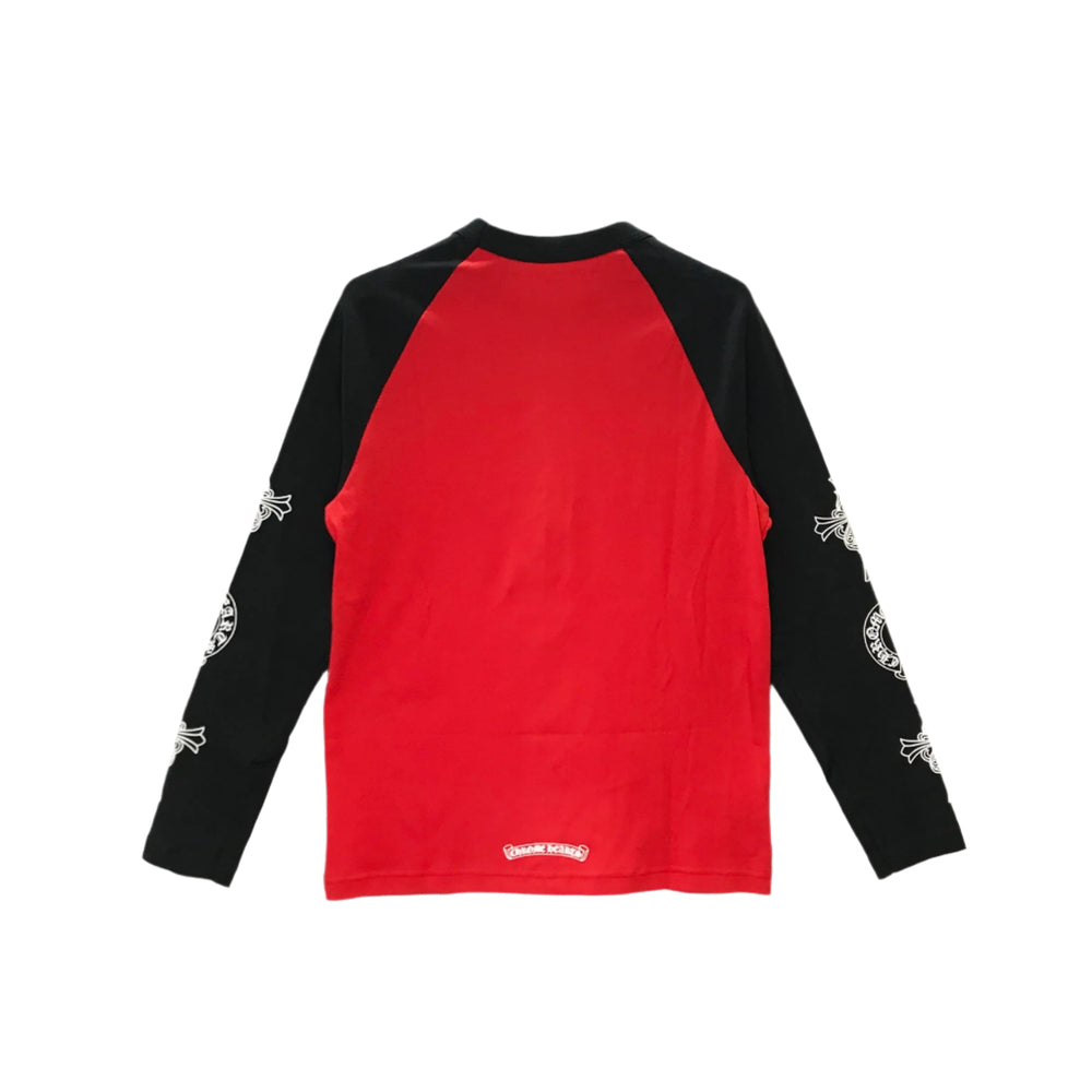 Chrome Hearts Red & Black Horseshoe Cross Logo Long Sleeve T-shirt - SHENGLI ROAD MARKET