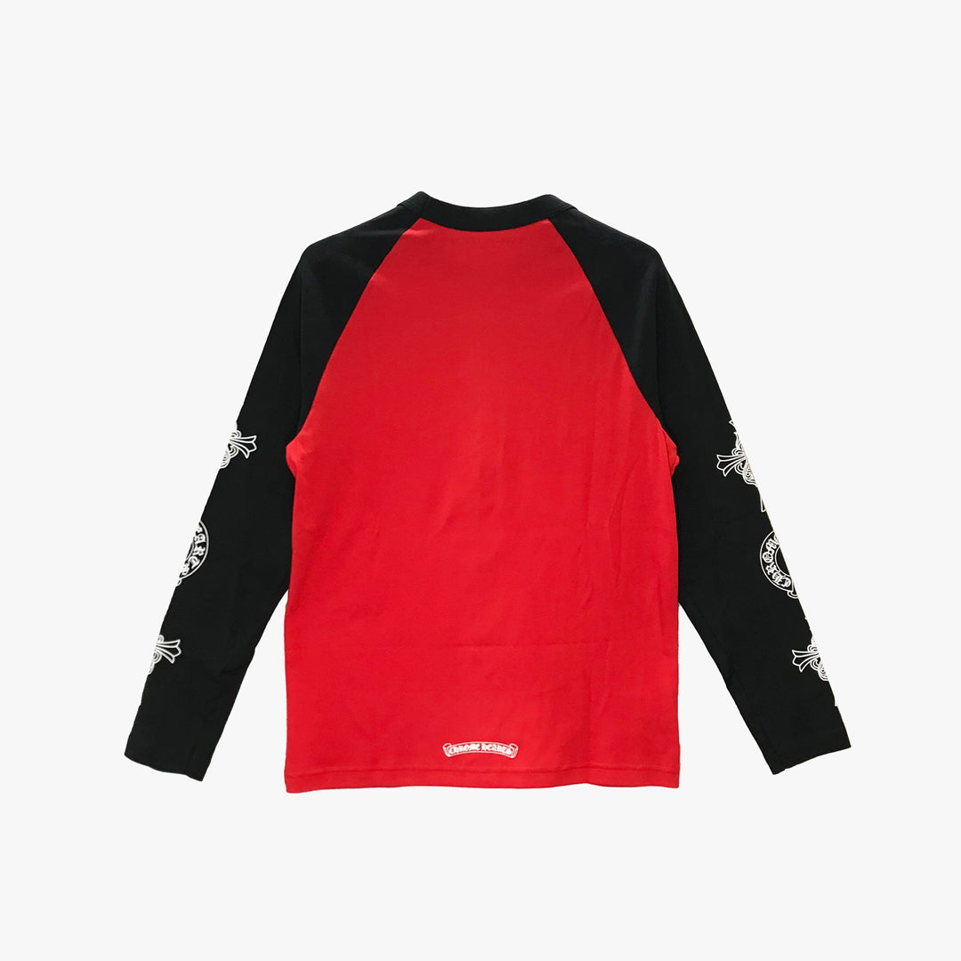 Chrome Hearts Red & Black Horseshoe Cross Logo Long Sleeve T-shirt - SHENGLI ROAD MARKET