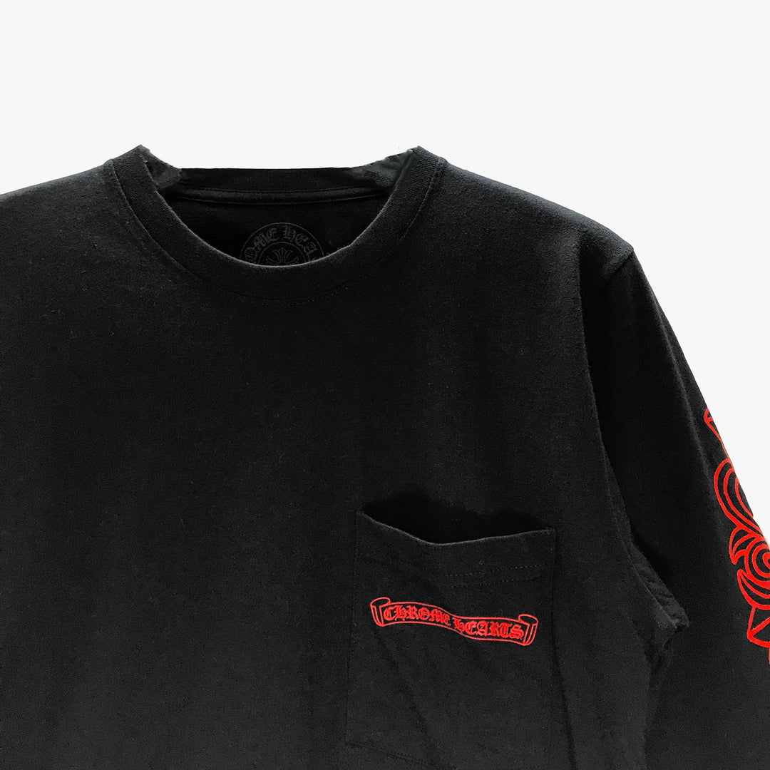 Chrome Hearts Red Horseshoe Logo Long Sleeve T-shirt - SHENGLI ROAD MARKET