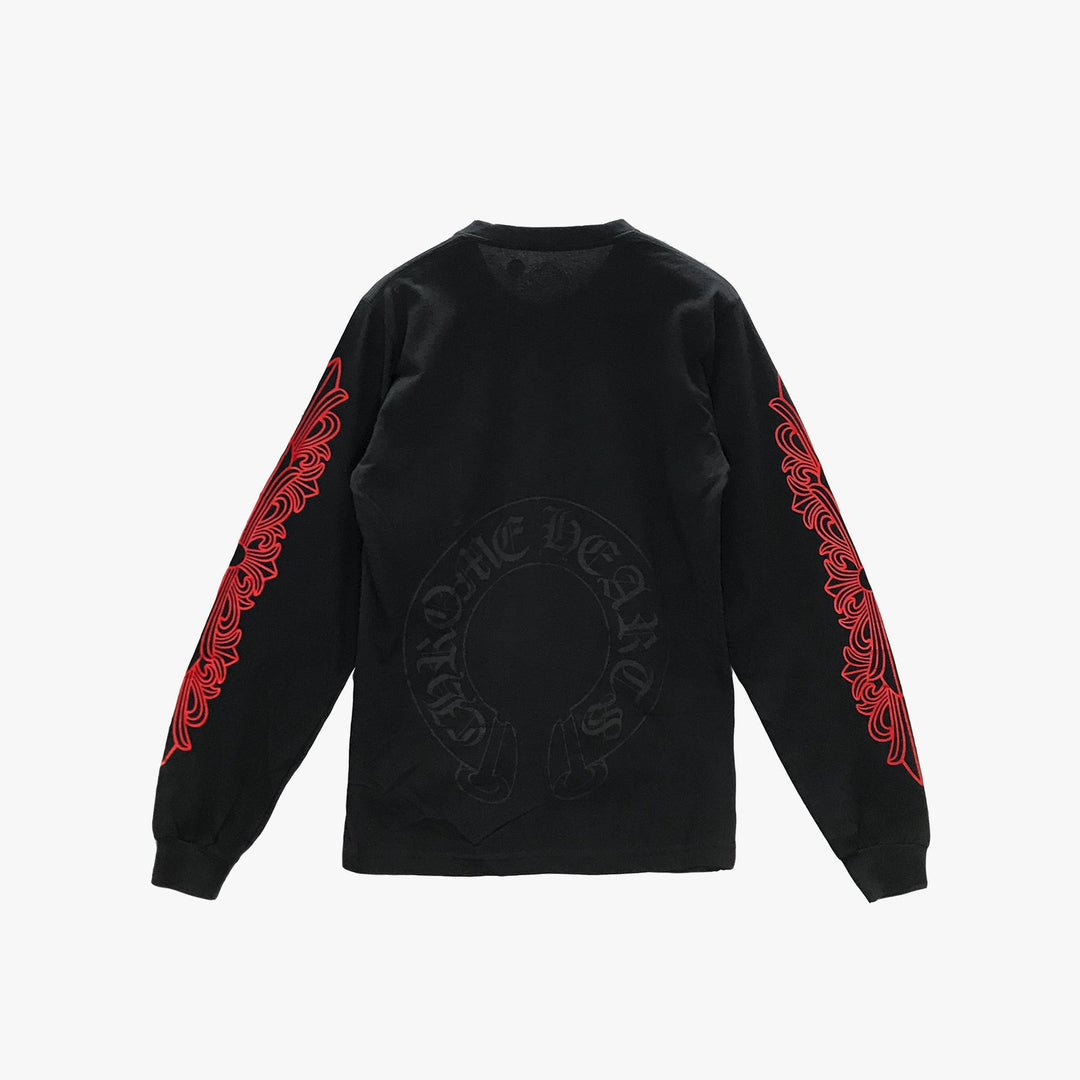 Chrome Hearts Red Horseshoe Logo Long Sleeve T-shirt - SHENGLI ROAD MARKET