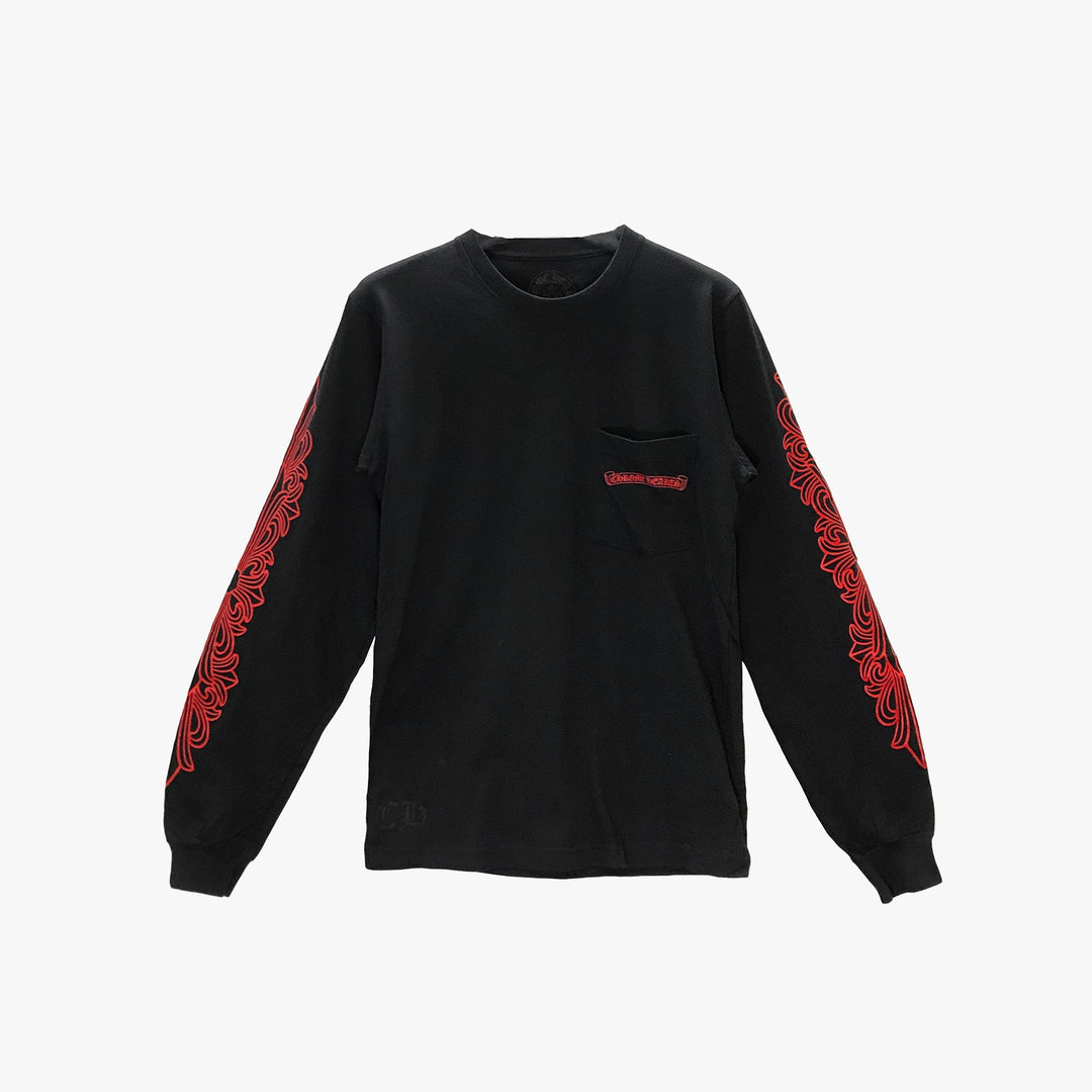 Chrome Hearts Red Horseshoe Logo Long Sleeve T-shirt - SHENGLI ROAD MARKET