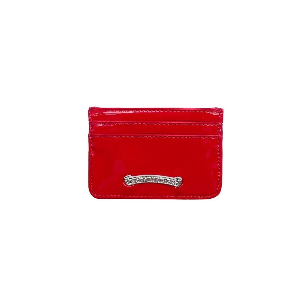 Chrome Hearts Red Patent Silver Studs Cardholder