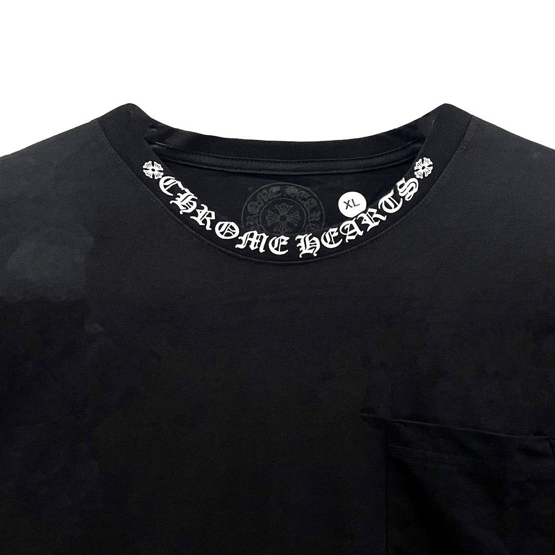 Chrome Hearts Script Collar Logo in White Long sleeve Tee