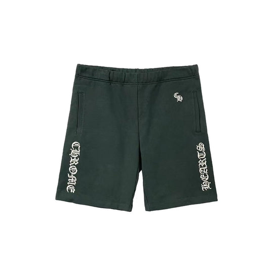 Chrome Hearts Script Logo Embroidery Dark Green Shorts - SHENGLI ROAD MARKET