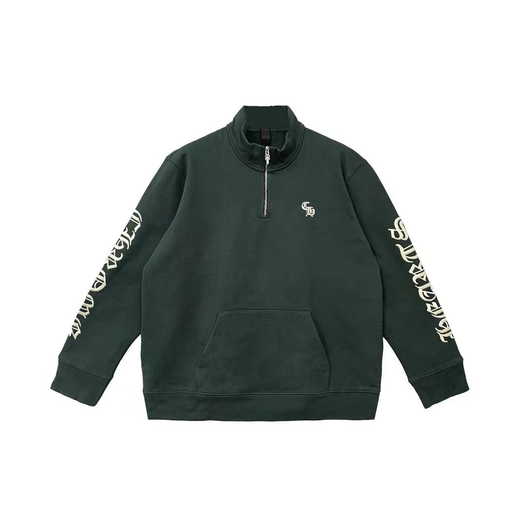 Chrome Hearts Script Logo Embroidery Half Zip Sweatshirt - SHENGLI ROAD MARKET