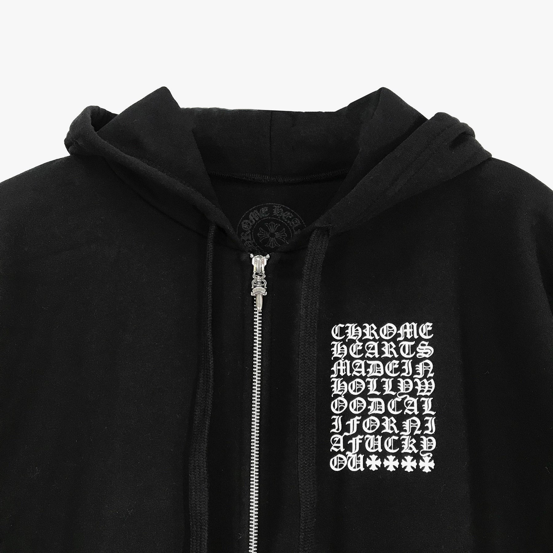 Chrome Hearts Script Logo Zip Up Hoodie - SHENGLI ROAD MARKET