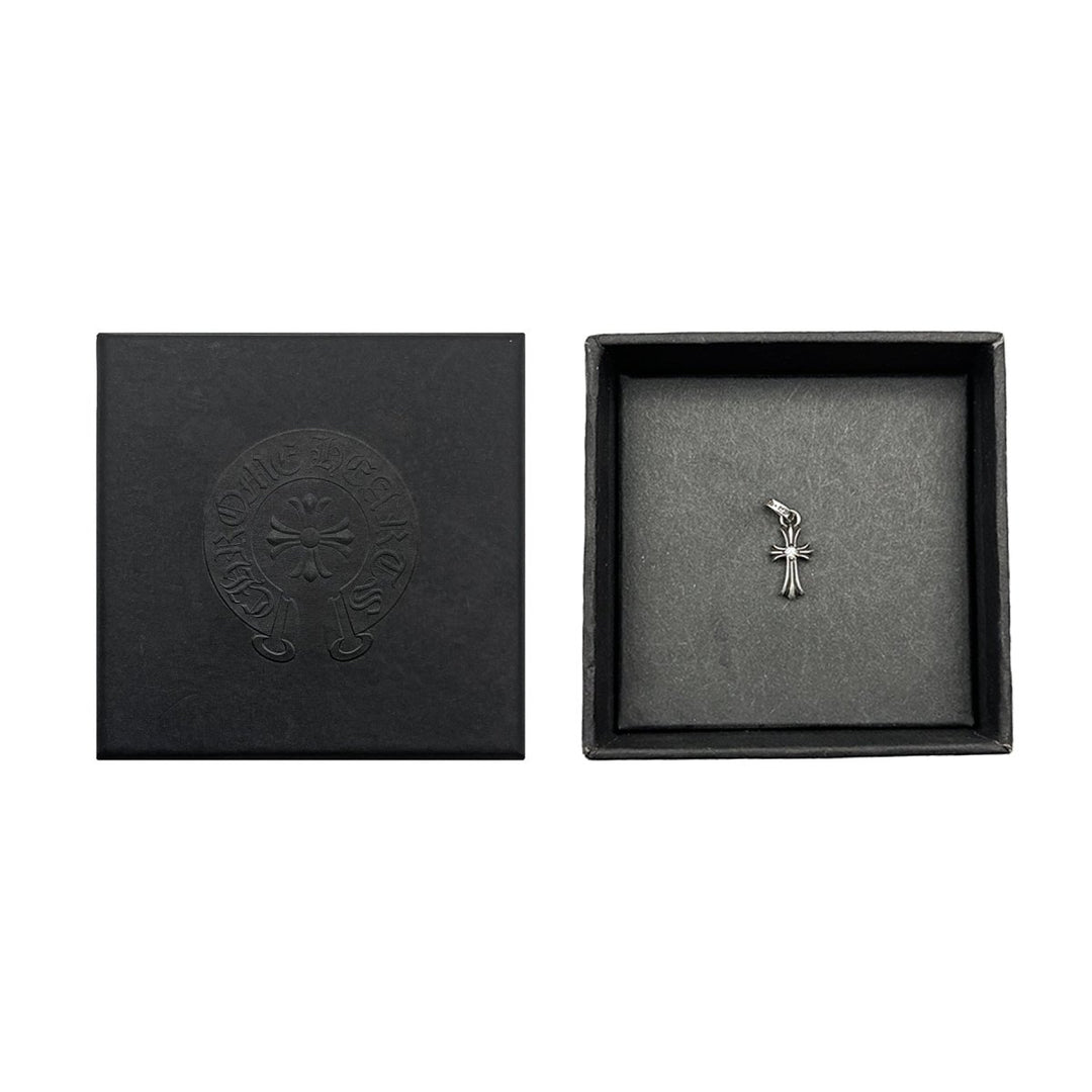 Chrome Hearts Silver Baby Fat Cross Pendant with Single Diamond - SHENGLI ROAD MARKET