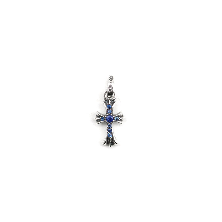 Chrome Hearts Silver Blue Diamonds Babyfat Cross Pendant - SHENGLI ROAD MARKET