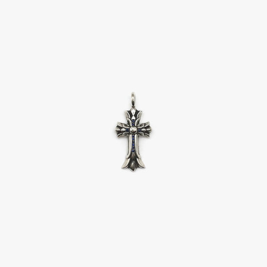 Chrome Hearts Silver & Blue Sapphire Double Cross Necklace Charm - SHENGLI ROAD MARKET