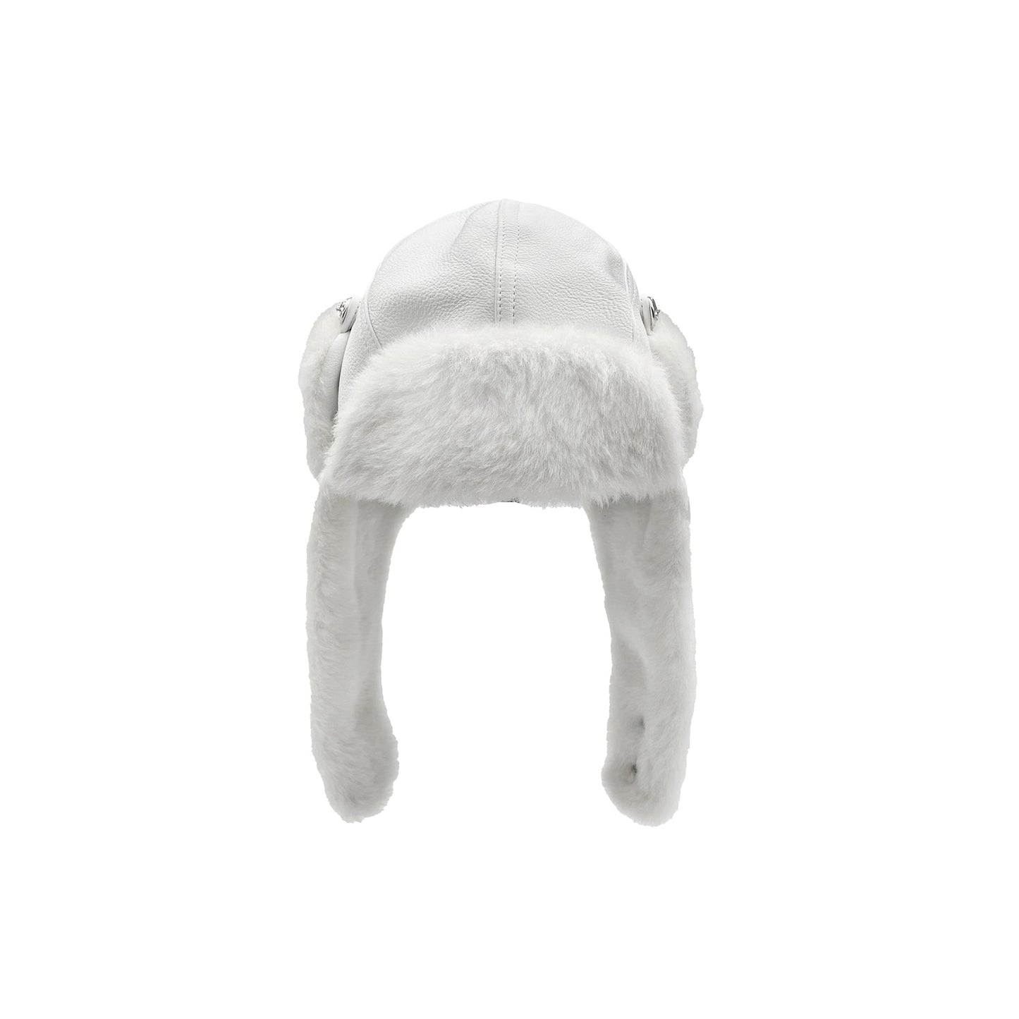 Chrome Hearts Silver Button White Fur Hat With Ear Flaps - SHENGLI ROAD MARKET