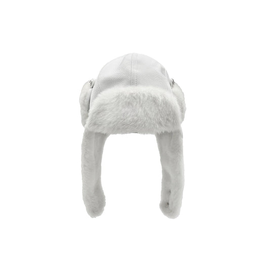 Chrome Hearts Silver Button White Fur Hat With Ear Flaps - SHENGLI ROAD MARKET