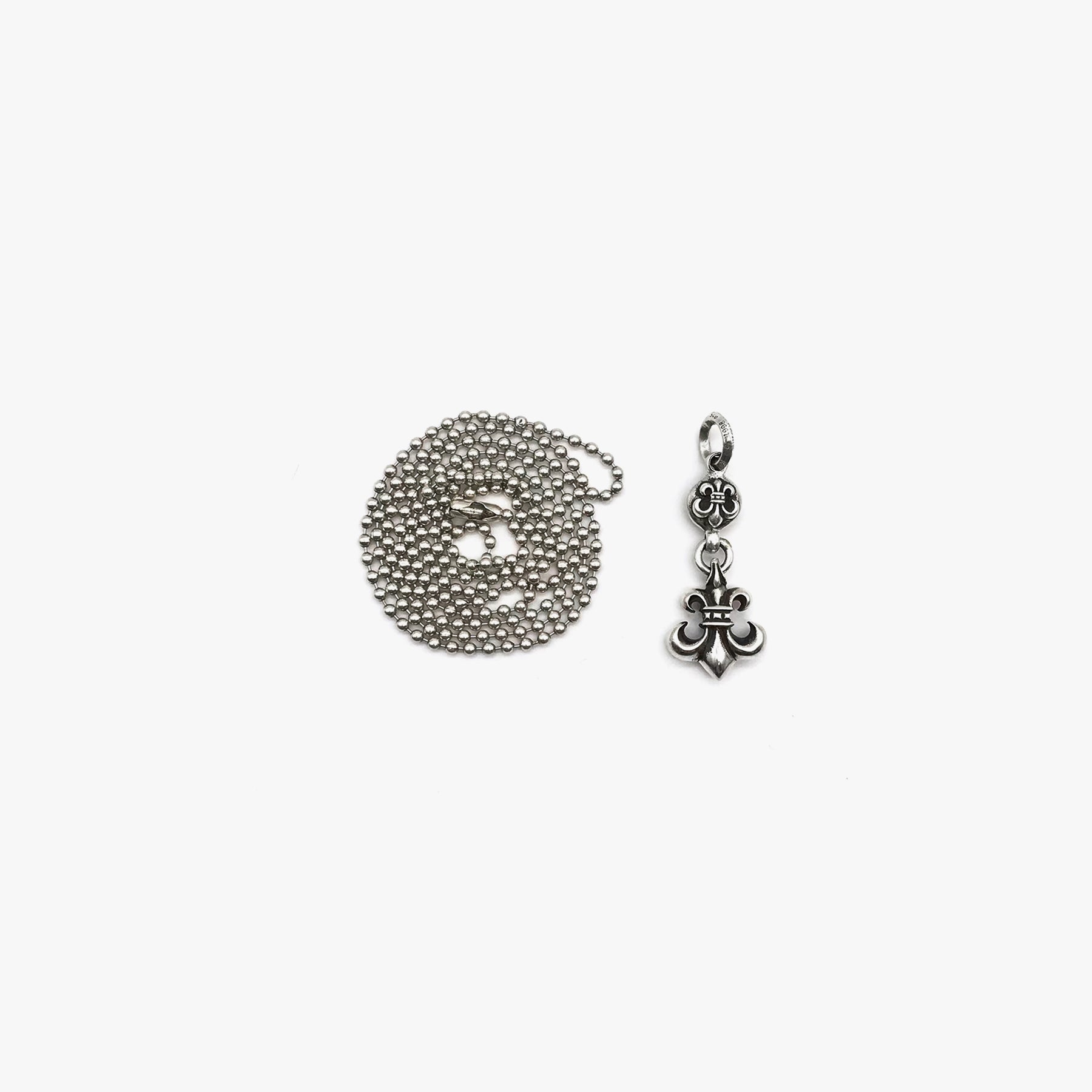Chrome Hearts Silver Cross Ball & Fleur Necklace - SHENGLI ROAD MARKET