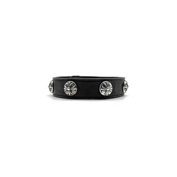 Chrome Hearts Silver Cross Button Leather Choker - SHENGLI ROAD MARKET