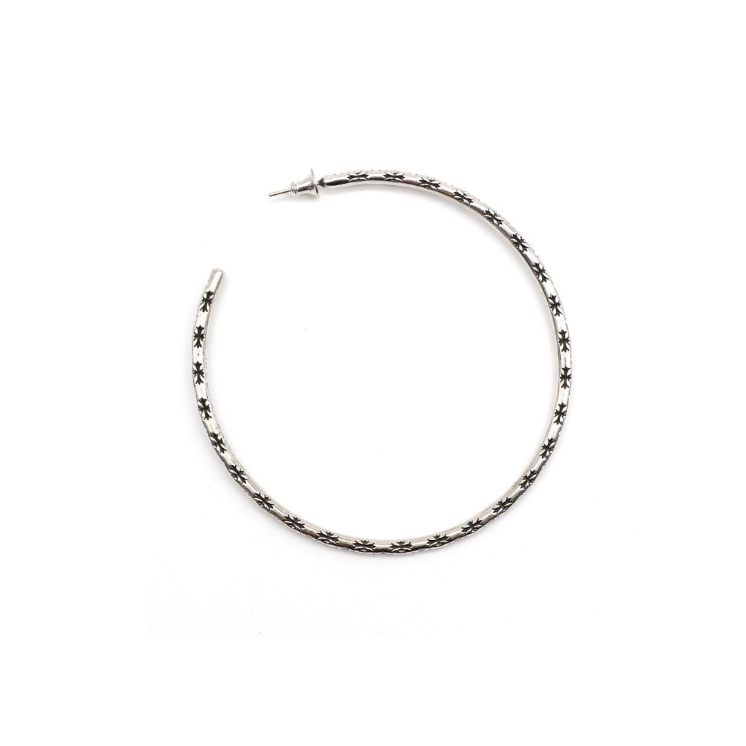 Chrome Hearts Silver Cross Hoop Earring - SHENGLI ROAD MARKET