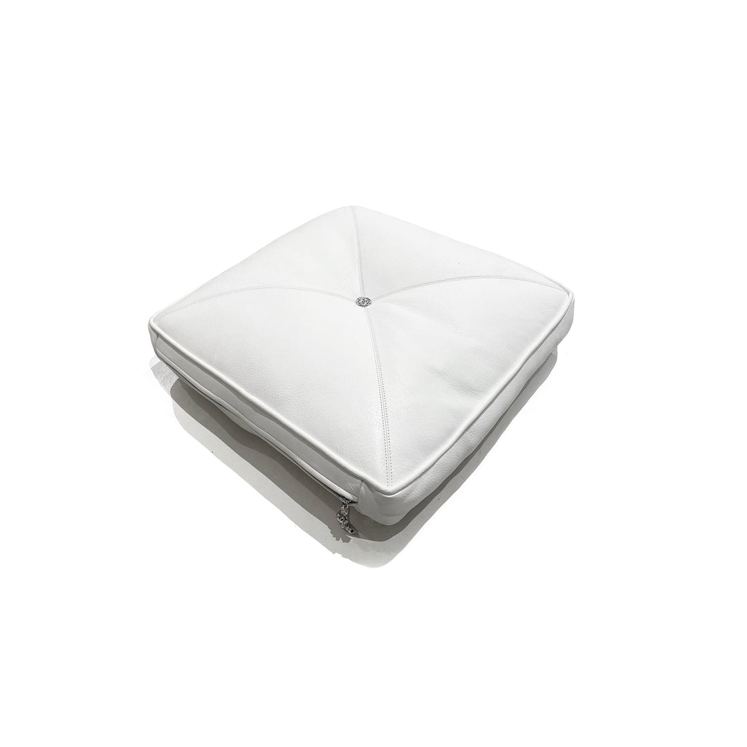 Chrome Hearts Silver Cross Zipper White Leather Pillow - SHENGLI ROAD MARKET