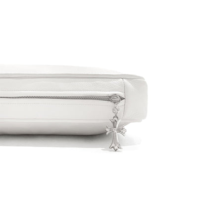 Chrome Hearts Silver Cross Zipper White Leather Pillow - SHENGLI ROAD MARKET