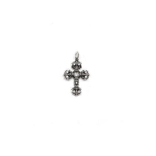Chrome Hearts Silver Diamonds Filigree Cross Necklace Charm - SHENGLI ROAD MARKET