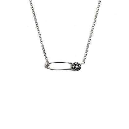 Chrome Hearts Silver Pin Clip Single Diamond Roll Chain Necklace - SHENGLI ROAD MARKET