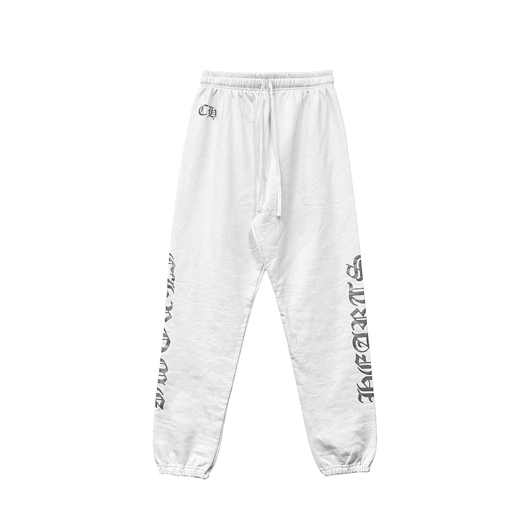 Chrome Hearts Silver Script CH Logo White Sweatpants - SHENGLI ROAD MARKET