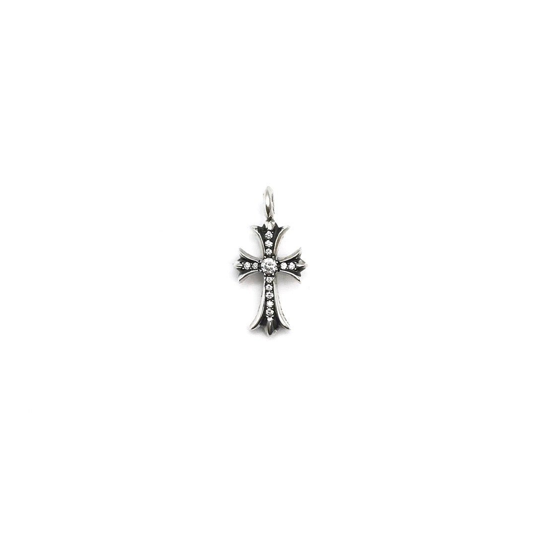 Chrome Hearts Silver Diamonds Tiny Cross Pendant - SHENGLI ROAD MARKET