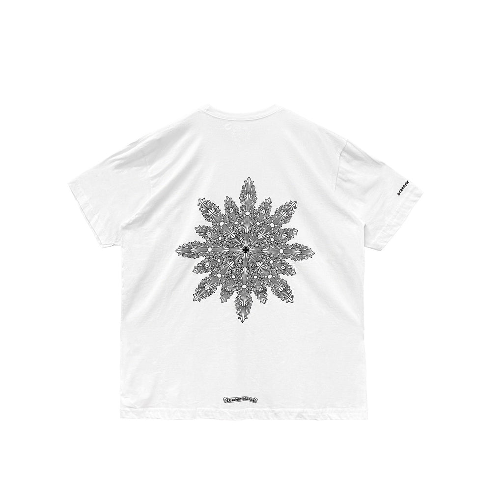 Chrome hearts スノーフレークロゴ半袖Tシャツバックフローラルクロス Chrome hearts スノーフレークロゴ半袖Tシャツバックフローラル