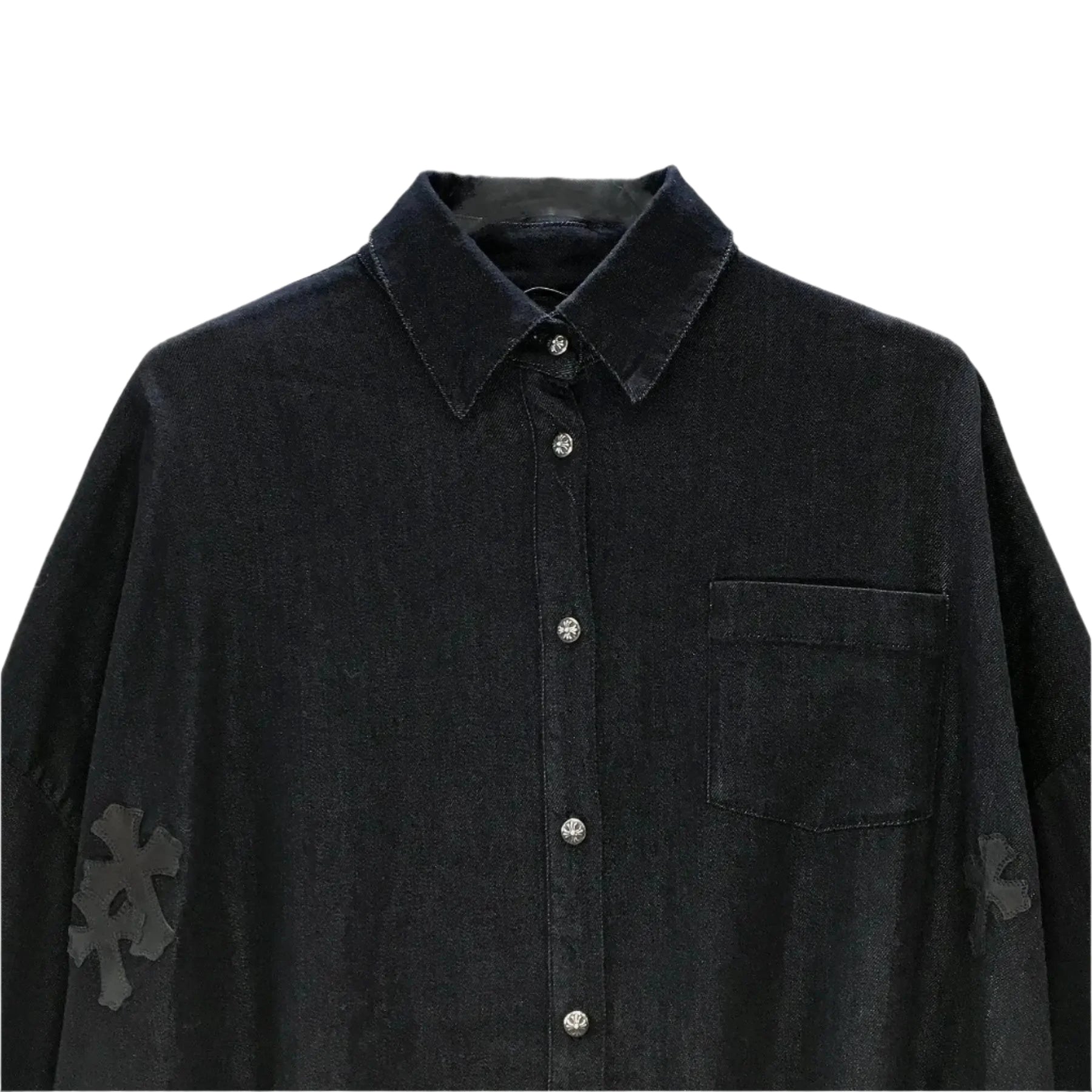 クロムハーツシャツ Chrome Hearts ブラック トーナル モノグラム シルク バット
